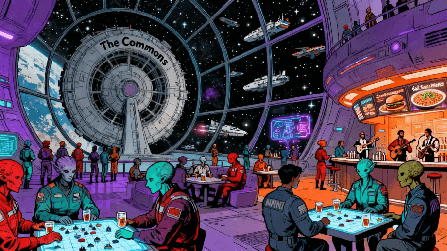 Space Lounge - a futuristic lounge in the stars